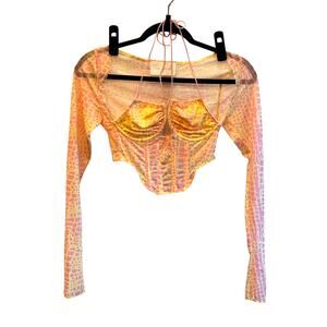 Dolls Kill New Pink Neon Pink Yellow Animal Top Small NWT